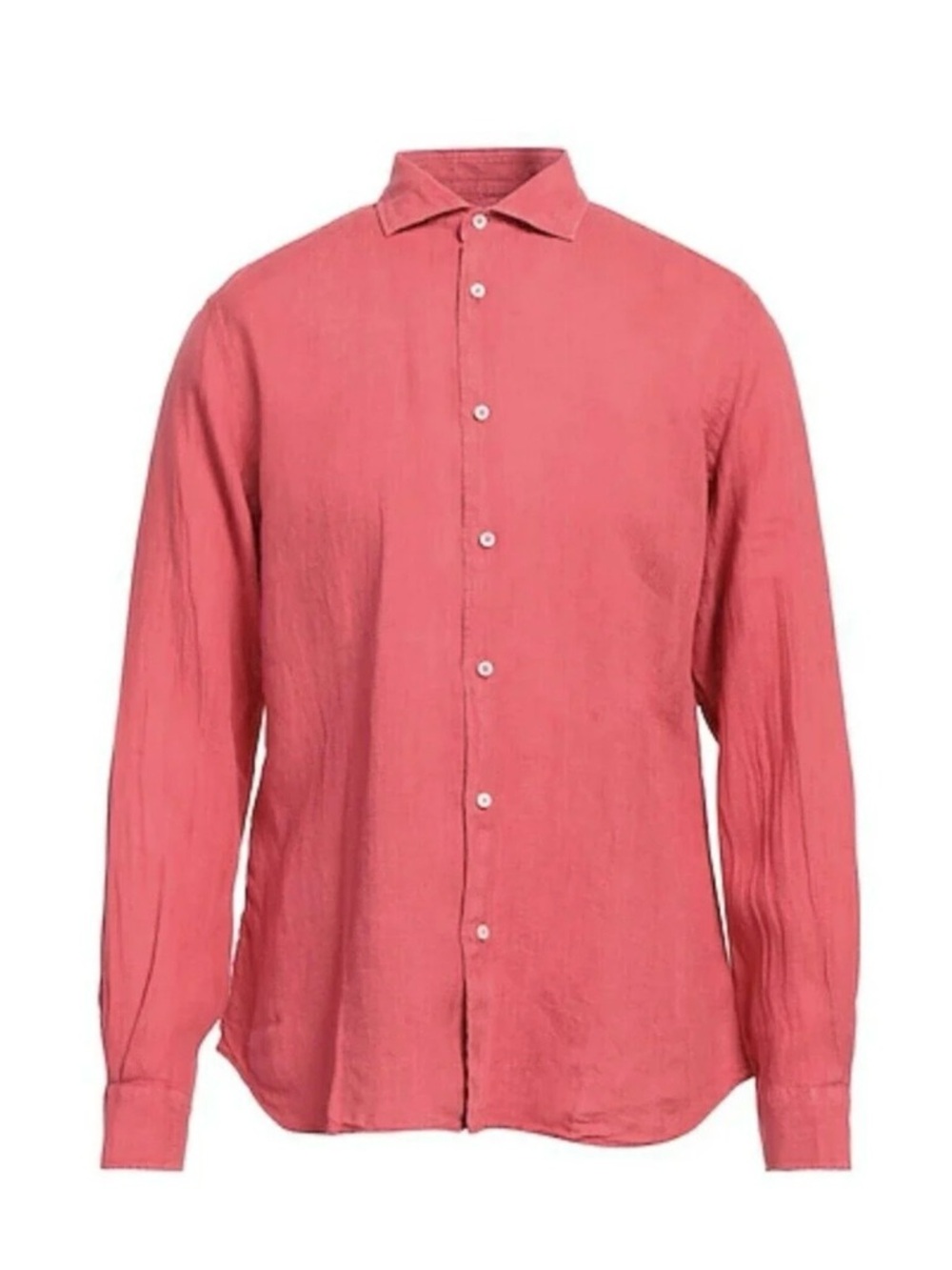 FEDELI Men’s Button Down Linen Shirt Long Sleeve Summer Shirt Coral Size 45 XL
